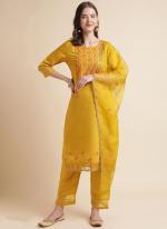 Cotton Silk Yellow Eid Wear Embroidery Work Readymade Salwar Suit